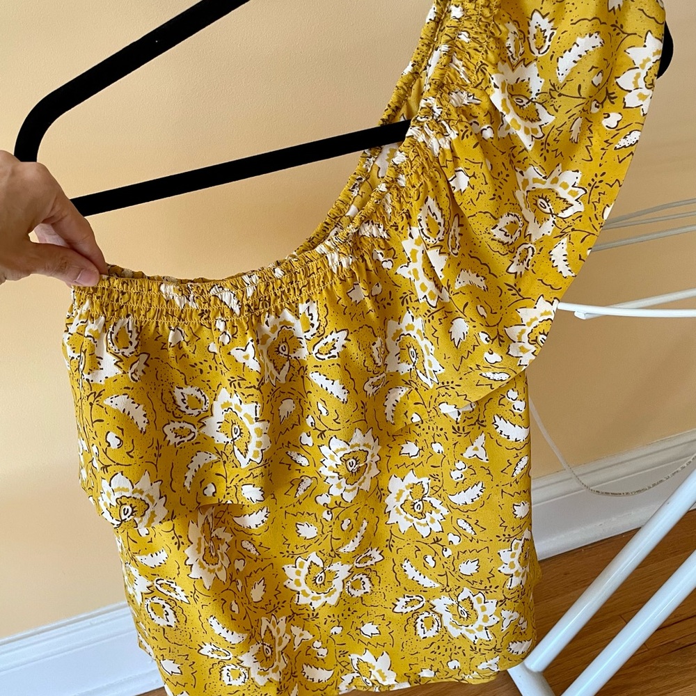 Madewell silk one shoulder yellow top XS